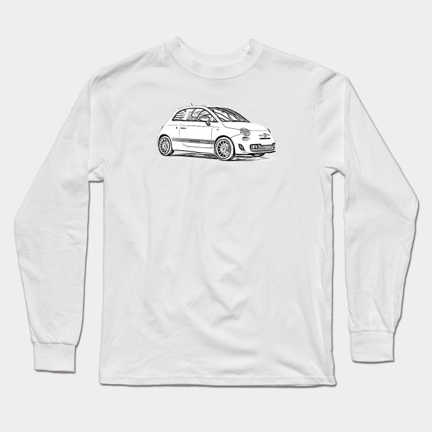 Abarth 500 Wireframe Long Sleeve T-Shirt by Auto-Prints